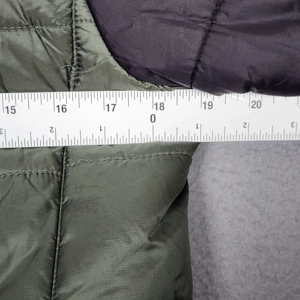 Eddie Bauer Jacket Boys Large Green Black Reversible Camo Hooded Puffer Coat